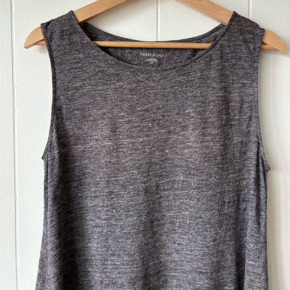 Eileen Fisher Linen Charcoal Asymmetrical Mini Dress/Tunic | Size Small - Picture 4 of 8
